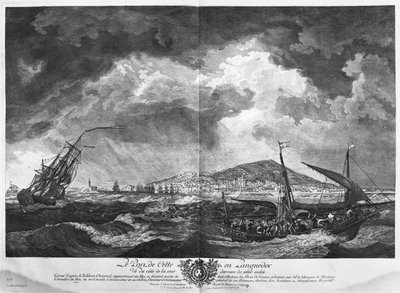 Il porto di Cette in Linguadoca visto dal mare dietro il molo isolato, serie di 